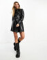 Фото #2 товара Miss Selfridge faux leather belted shirt dress in black