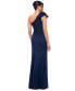 ფოტო #2 პროდუქტის Petite Ruffled One-Shoulder Side-Slit Gown