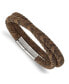 ფოტო #1 პროდუქტის Stainless Steel Brown Braided Leather Wrap Bracelet
