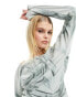 Фото #6 товара Weekday Derya blouse with drape open back in grey print