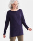 ფოტო #1 პროდუქტის Petite Ribbed-Sleeve High-Low Tunic Sweater, Created for Macy's