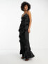 Фото #4 товара Flounce London Tall all over ruffle cami maxi dress in black