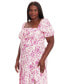 ფოტო #4 პროდუქტის Plus Size Printed Puff-Sleeve Maxi Dress