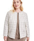 Plus Size Plaid Tweed Open-Front Cardigan Jacket