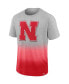 Фото #3 товара Men's Heathered Gray, Scarlet Nebraska Huskers Team Ombre T-shirt
