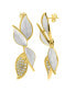 ფოტო #1 პროდუქტის 14K Gold-Plated Crystal Flower Branch Leaf Earrings