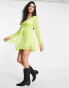 ASOS DESIGN tie front lettuce edge 90's mini tea dress in green