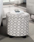 15.75" Polyester Round Storage Ottoman with Tray Lid