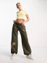 Ed Hardy low rise cargo trousers with dragon embroidery in olive