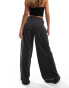 Фото #4 товара Pull&Bear textured wide leg drawstring trouser in charcoal grey