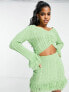 Фото #2 товара Miss Selfridge cable knit fringe ruched jumper co-ord in green