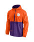 Men's Orange and Purple Clemson Tigers Thrill Seeker Half-Zip Hoodie Anorak Jacket