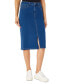 ფოტო #1 პროდუქტის Petite Lexington Denim Front-Slit Midi Skirt