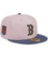 ფოტო #1 პროდუქტის Men's Pink, Blue Boston Red Sox Olive Undervisor 59FIFTY Fitted Hat
