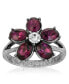 ფოტო #1 პროდუქტის Pewter and Clear Crystal Floral Ring
