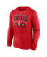 Men's Heather Red Distressed Houston Rockets Front Court Press Snow Wash Long Sleeve T-shirt