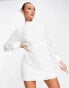 Фото #4 товара Style Cheat balloon sleeve mini dress in white sequin