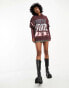 Фото #4 товара ASOS DESIGN oversized tie dye hoodie with ohio graphic in burgundy