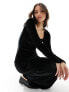 Фото #3 товара Miss Selfridge square neck velvet maxi dress in black