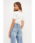 ფოტო #2 პროდუქტის Women's Cut-out Detail Short Sleeve Knit Top