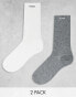 Фото #1 товара Hugo Bodywear 2 pack logo ankle sock in grey and white