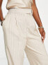 Фото #3 товара River Island co-ord pinstripe pleated trouser in beige