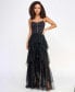 Фото #1 товара Juniors' Corset Top Sweetheart-Neck Tiered-Mesh Gown, Created for Macy's