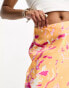 Фото #4 товара Vero Moda Petite satin midi skirt in orange abstract print