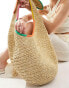 Accessorize knot detail straw tote bag with contrast piping