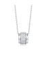 Фото #1 товара Sterling Silver White Gold Plated with .7 ctw. Lab Created Moissanite Triple Row Circular Eternity Pendant Necklace