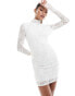 ASOS DESIGN lace overlay body mini dress in white