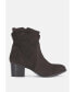 Фото #2 товара BOWIE Womens Stacked Heel Leather Ankle Boots