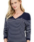 ფოტო #3 პროდუქტის Women's Sailor-Stripe V-Neck Sweater