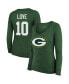 ფოტო #1 პროდუქტის Women's Threads Jordan Love Green Green Bay Packers Name and Number Long Sleeve Scoop Neck Tri-Blend T-shirt