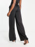 Weekday Riley co-ord wide leg satin trousers in black