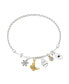 Crystal Flower, Butterfly And Bezel Charm Bracelet