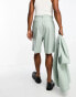 ASOS DESIGN bermuda linen mix suit short in sage