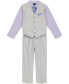 ფოტო #6 პროდუქტის Little Boys Machine Washable Oxford Vest, Shirt, Pants, Necktie and Pocket Square, 5 Piece Set