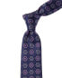 Фото #1 товара Canali Navy Flower Silk Tie Men's Blue Os