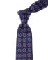 Canali Navy Flower Silk Tie Men's Blue Os