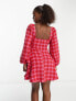 Фото #4 товара ASOS DESIGN boucle corset mini dress in pink and red houndstooth