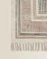 Фото #5 товара Rectangular block print cotton rug with fringing
