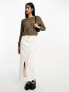 Stradivarius destroyed open knit jumper in taupe