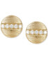 14k Gold-Plated Pavé Line Round Disc Stud Earrings