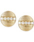 ფოტო #1 პროდუქტის 14k Gold-Plated Pavé Line Round Disc Stud Earrings