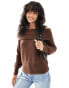 Threadbare off shoulder jumper in brown