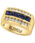 ფოტო #2 პროდუქტის EFFY® Men's Sapphire (5/8 ct. t.w.) & White Sapphire (1-3/8 ct. t.w.) Three Row Ring in 10k Yellow Gold