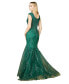 Women's Cap Sleeve Mermaid Beaded Gown