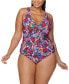 ფოტო #1 პროდუქტის Trendy Plus Size Muna Floral One-Piece Swimsuit