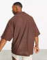 Фото #4 товара ASOS DESIGN oversized revere polo shirt in brown texture